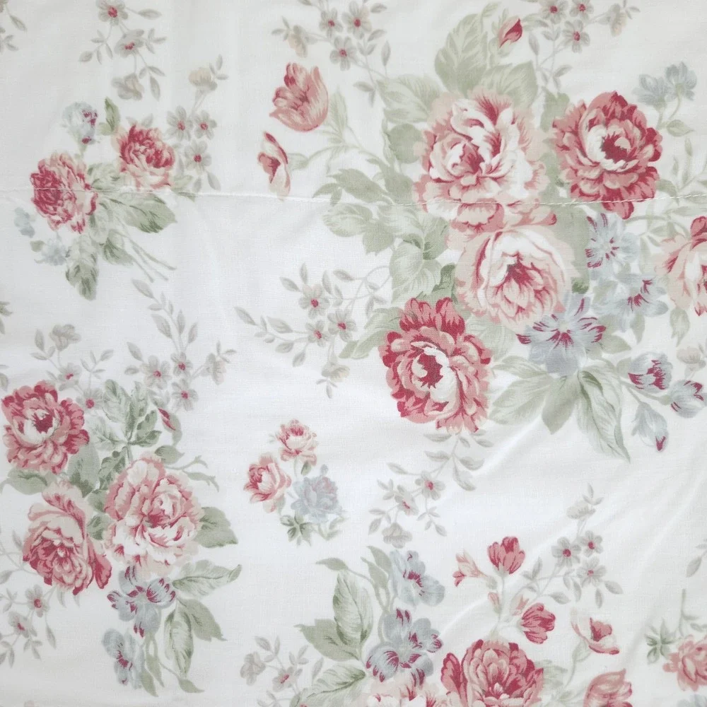 Vtg JC Penney Window Valance Floral Rose Lined Shabby Cottage Autumn 80x18 PAIR